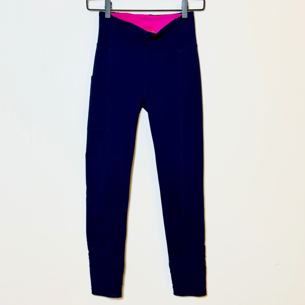 Lilly Pulitzer Luxletic Navy Blue High Rise Mesh Lattice Leggings Small